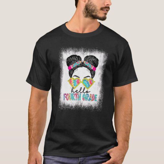 Bleached Hello Fourth Grade Little Miss Back To Sc T-Shirt (Vorderseite)