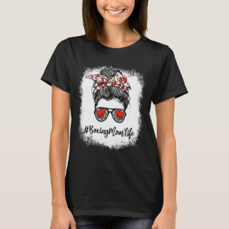 Bleached Life Boxing Mama Leopard Messy Bun Gles T-Shirt