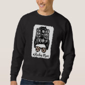 Bleached Life Hockey Mom Leopard Messy bun Glasses Sweatshirt (Vorderseite)