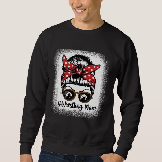 Bleached Life Wrestling Mom Leopard Messy bun Glas Sweatshirt (Vorderseite)