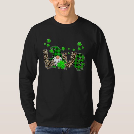 Bleached LOVE St Patricks Day Gnomes Shamrock For  T-Shirt (Vorderseite)