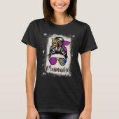 Bleached Mawmaw life Messy Bun Rainbow Leopard Mot T-Shirt (Vorderseite)