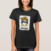 Bleached Meemaw Life Messy Bun Hair Sunflower Moth T-Shirt (Vorderseite)