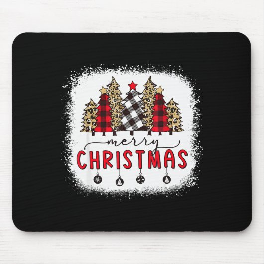 Bleached Merry Christmas Tree Funny Leopard Plaid Mousepad (Vorne)