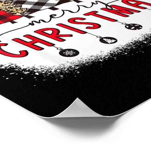 Bleached Merry Christmas Tree Funny Leopard Plaid Poster (Ecke)