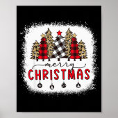 Bleached Merry Christmas Tree Funny Leopard Plaid Poster (Vorne)