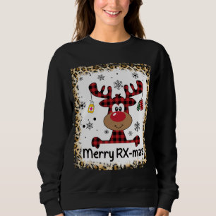 Bleached Merry RX-Mas Reindeer Christmas Pharmacy Sweatshirt