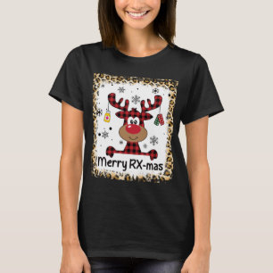 Bleached Merry RX-Mas Reindeer Christmas Pharmacy T-Shirt