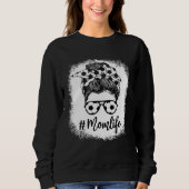 Bleached Mom Life Soccer Mom Leopard Messy Soccer  Sweatshirt (Vorderseite)