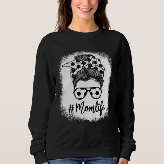 Bleached Mom Life Soccer Mom Leopard Messy Soccer  Sweatshirt (Vorderseite)