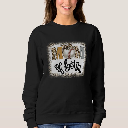 Bleached Mom Of Both Leopard Baseball Mom Softball Sweatshirt (Vorderseite)