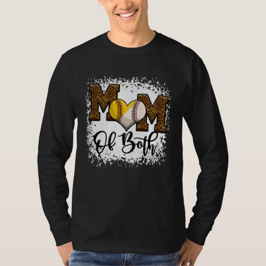 Bleached Mom Of Both Leopard Baseball Softball T-Shirt (Vorderseite)