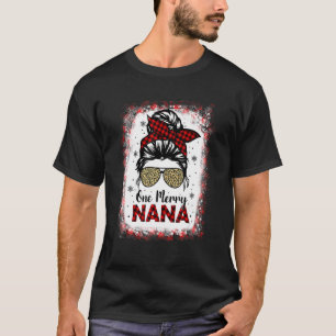 Bleached One Merry Nana Messy Bun Buffalo Leopard T-Shirt