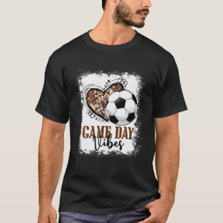 Bleached Soccer Game Day Vibes Soccer Season Leopa T-Shirt
