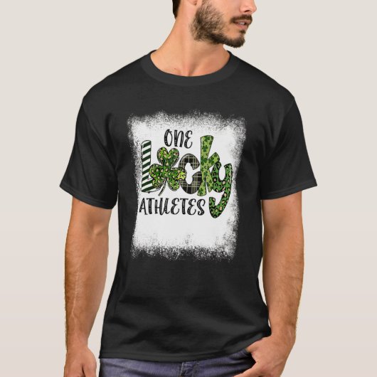 Bleached St Patricks Day Leopard One Lucky Athlete T-Shirt (Vorderseite)