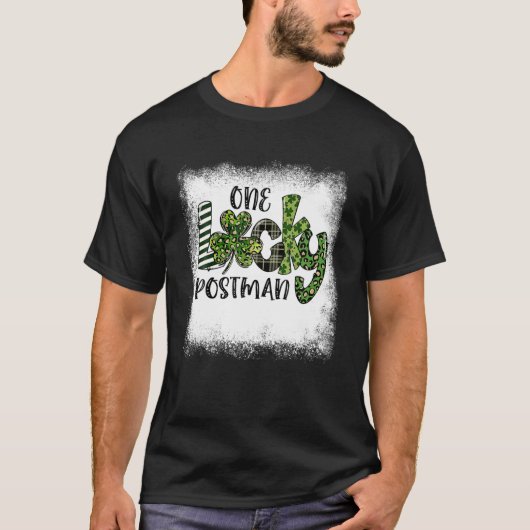 Bleached St Patricks Day Leopard One Lucky Postman T-Shirt (Vorderseite)