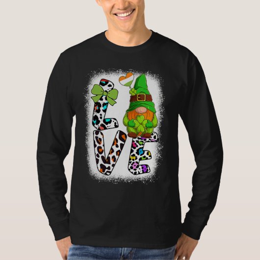 Bleached St Patricks Day St Patricks Gnomes Love T-Shirt (Vorderseite)
