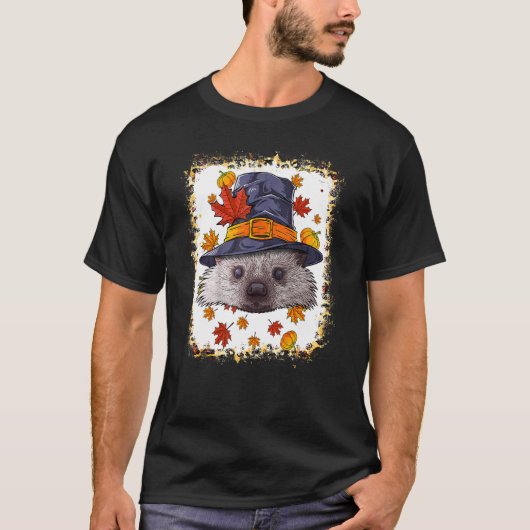Bleached Thanksgiving Hedgehog Pilgrim Costume Fal T-Shirt (Vorderseite)