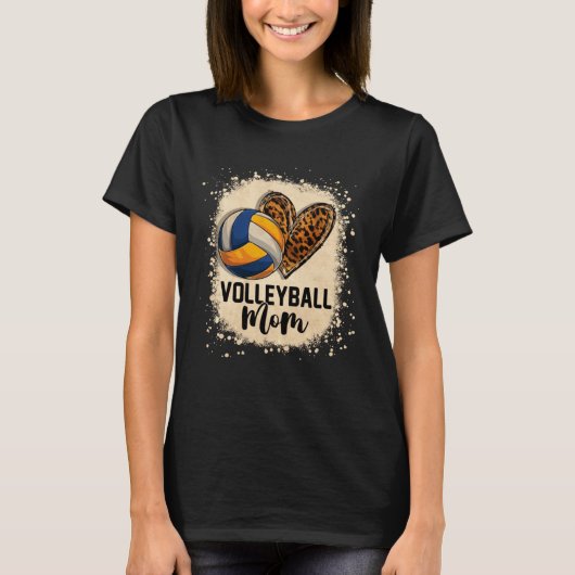 Bleached Volleyball Mom Leopard Game Day Vibes Mot T-Shirt (Vorderseite)