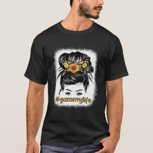 Bleaches Gammy Messy Hair Bun Sunflower Women Moth T-Shirt