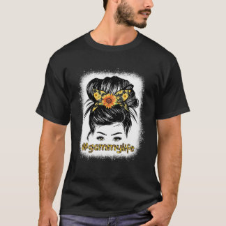 Bleaches Gammy Messy Hair Bun Sunflower Women Moth T-Shirt
