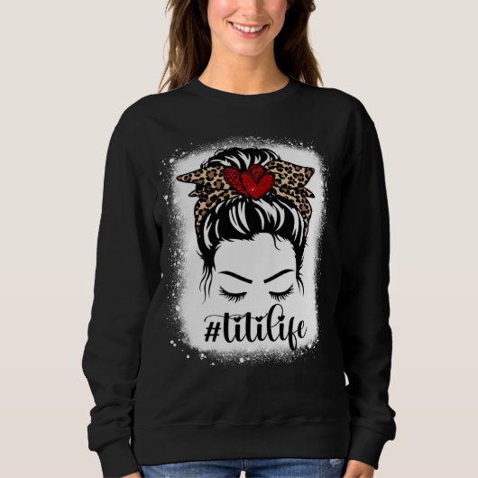 Bleaches Titi Life Messy Bun Leopard Print Women M Sweatshirt (Vorderseite)