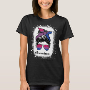 Bleachhed Bisexual Mama Messy Bun Mommy Lgbt Pride T-Shirt