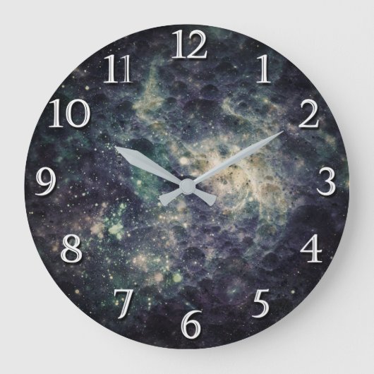 Bleak Galaxy Space Rock Cool Spacey Schlafzimmer Große Wanduhr (Vorderseite)