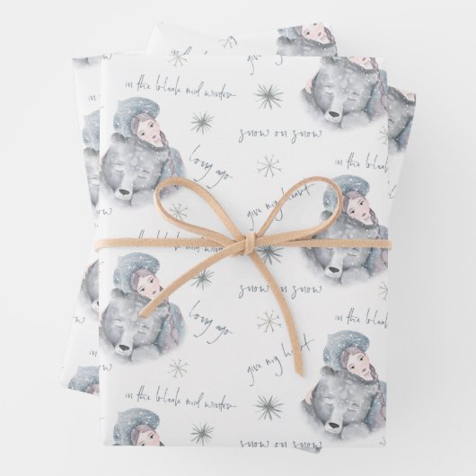 Bleak Mitte Winter Bear Snow Princess Muster Wrapp Geschenkpapier Set (Beispiel)