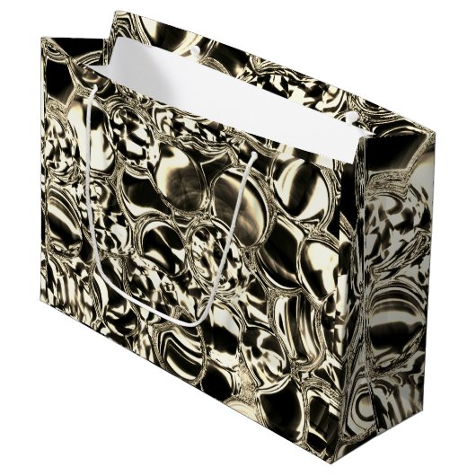 Blebs aus Gold oder Blasen aus Glas Helligkeit? Große Geschenktüte (Vorderseite Schrägansicht)