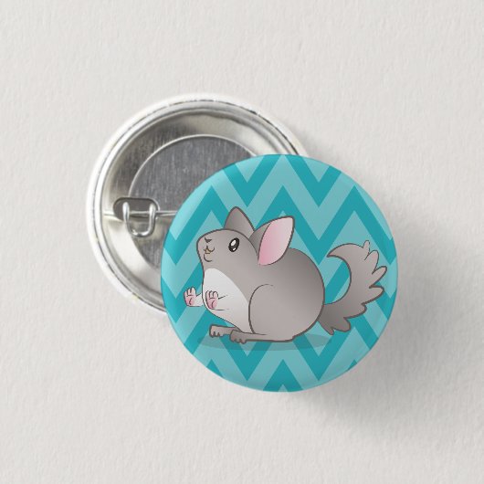 Blech 3,2cm Blauer Chinchilla Button (Vorne & Hinten)