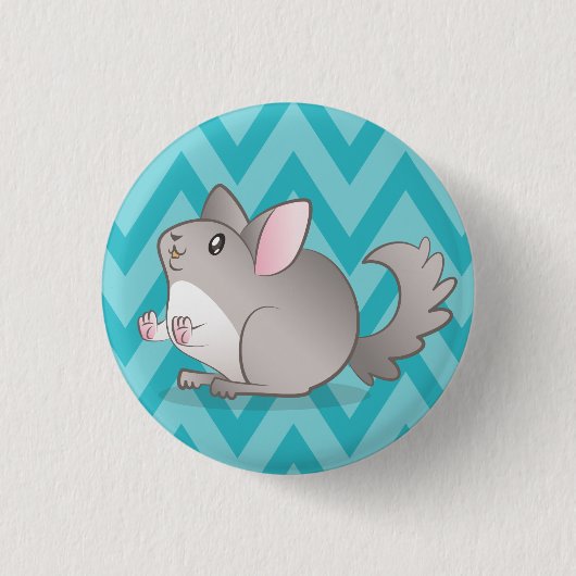 Blech 3,2cm Blauer Chinchilla Button (Vorderseite)