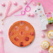 Blech aus Metallorange und Kupferpolka Pappteller (Party)