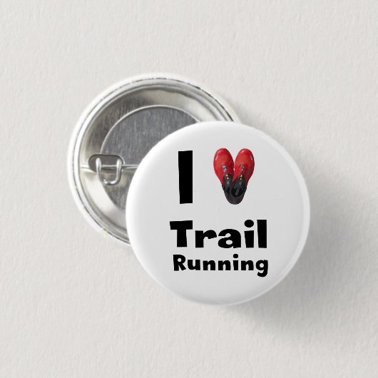 Blech „I love Trail Running " Button (Vorne & Hinten)