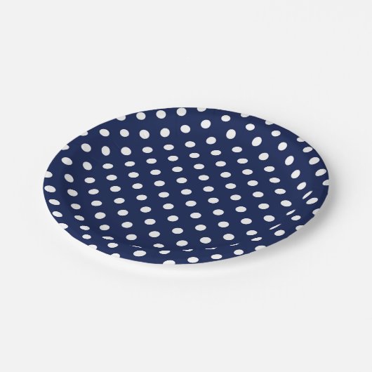 Blech-Papiertafeln für Navy-Blue-Polka Pappteller (Schrägansicht)