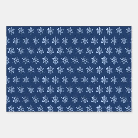 Blechblätter aus Navy und White Snowflake Geschenkpapier Set (Vorderseite 2)