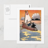 Blechmann und Vogelscheuche in einem Boot Postkarte (Vorne/Hinten)