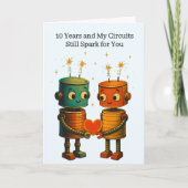 Blechroboter Liebe 10. Hochzeitstag Karte (Vorderseite)