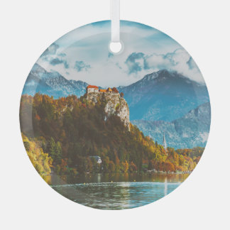 Bled Castle: Slowenischer Cliff-Blick. Ornament Aus Glas