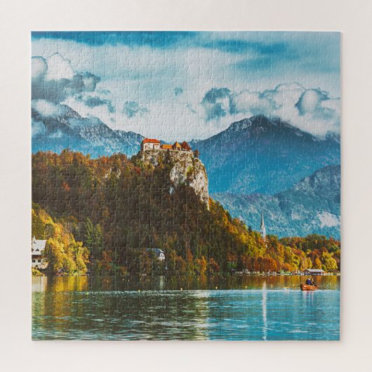 Bled Castle: Slowenischer Cliff-Blick. Puzzle (Vertikal)