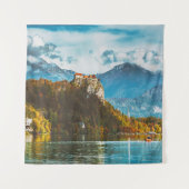Bled Castle: Slowenischer Cliff-Blick. Wandteppich (Vorderseite)