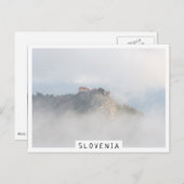 Bled Castle umgeben von Wolken Postkarte (Vorne/Hinten)