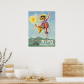 Bled, Frau im Skilift, Vintage-Reise Poster (Küche)