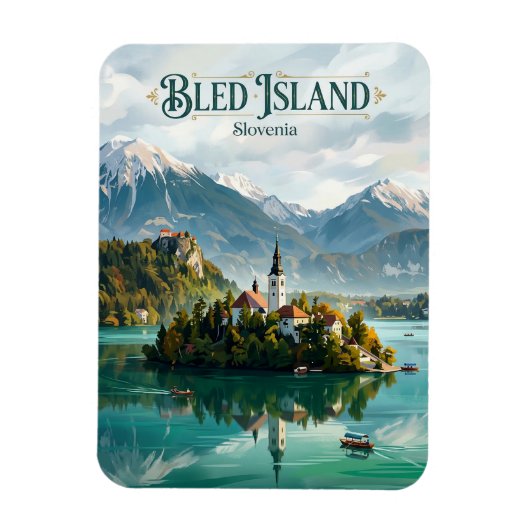 Bled Insel Slowenien Magnet (Vertikal)
