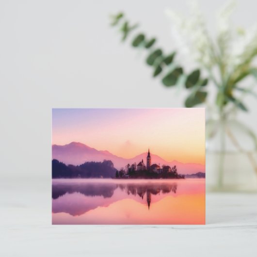 Bled Island in Bled Lake Slowenien bei Sunrise Postkarte (Stehend Vorderseite)