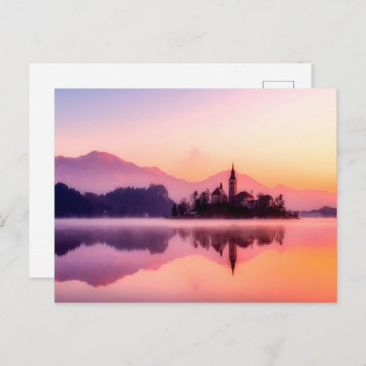 Bled Island in Bled Lake Slowenien bei Sunrise Postkarte (Vorne/Hinten)