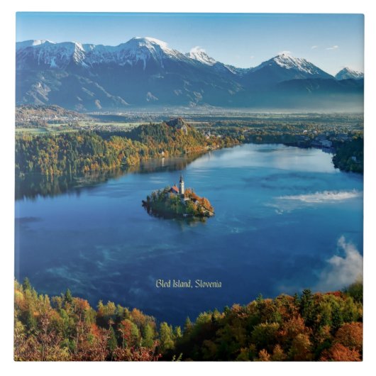 Bled Island, Slovenia, scenic Fliese (Vorderseite)