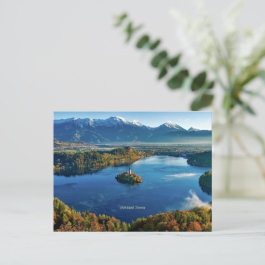 Bled Island, Slowenien, landschaftlich Postkarte (Stehend Vorderseite)