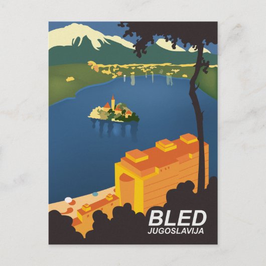 Bled, Jugoslawien, Jahrgang Postkarte (Vorderseite)