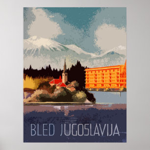 Bled, Jugoslawien, Kroatien, Vintage Poster